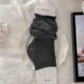 Dark grey stirrup leg warmers slouchy socks versatile solid color breathable casual socks - One Size (35-40) / Dark Gray