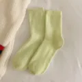 Cozy light green wool snow socks for women, thickened fleece mid-calf winter hosiery - One Size (EU 33-40) / Light Green