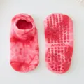Verdichtete gefärbte Yoga Socken für Damen, Winter warme Anti-Rutsch Pilates Bootssocken. - Tie-Dye Rot