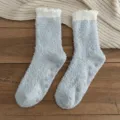 Calcetines de Dormir Gruesos de Forro Polar para Hombre Antideslizantes Cálidos Azul Claro - Suela con Agarre (39-44) / Gris