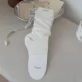 White summer thin scrunch socks, breathable leg warmers, Japanese style chic casual hosiery. - One Size (35-40) / White