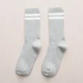 Graue gestreifte Damen Wadensoffen Socken preppy Stil Baumwolle Variante Fruehling Mode Artikel - 36-39 / Hellgrau