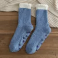 Calcetines de Dormir de Forro Polar Azul para Hombre Invierno Cálidos Antideslizantes - Suela con Agarre (39-44) / Azul