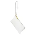 Elegant white vintage genuine leather long wallet with a convenient wristlet strap - Off White