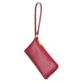 Elegant burgundy vegetable-tanned leather wristlet wallet with gold-tone zipper for women - Angola Red