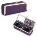 Portable purple leather case for sunglasses and jewelry with polka dot lining - Purple