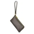Vintage genuine leather long wallet for women with zip closure and wrist strap in brown - Forest Green