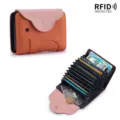 Porte-cartes éléphant mignon en cuir orange et rose avec protection RFID et monnaie - Orange