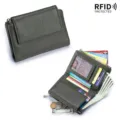 Πράσινο μαλακό δερμάτινο πορτοφόλι RFID για γυναίκες με μεγάλη χωρητικότητα αποθήκευσης - Πράσινο του Στρατού