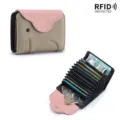 Porte-cartes mignon éléphant en cuir rose et gris avec protection RFID et fentes - Gris