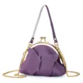 Mini porte-monnaie élégant en cuir véritable violet avec papillon et chaîne dorée - Ensemble Pendentif Et Chaîne / Violet