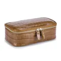Elegant large capacity brown crocodile embossed leather cosmetic travel toiletry bag - Caramel (Crocodile Pattern)