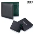 Premium Herren-Geldbörse aus echtem Leder mit RFID-Schutz und schwarzer Geschenkbox - Geschenkbox / Schwarz mit Dunkelgrün
