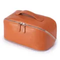 Premium-Kosmetiktasche aus pflanzlich gegerbtem Rindsleder in klassischer brauner Farbe - L / Braun