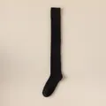Premium verdickte schwarze Overknee-Strümpfe aus warmem und weichem Frottee-Strick - Einheitsgröße / Schwarz