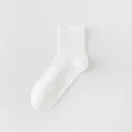 White mesh hollow-out mid-tube cotton socks for women, breathable summer style variant. - One Size (35-40) / White