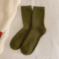 Cozy olive green fuzzy wool socks for women, thick thermal winter hosiery - One Size (EU 33-40) / Army Green