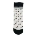 Chaussettes courtes transparentes femme, blanc avec coeurs noirs et bord volanté var - Taille unique / Cœur Noir