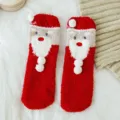Gemütliche rote Weihnachtsmann-Flauschsocken aus weichem Korallenvlies für den Winter - 35-40 / Weihnachtsmann Stil (1 Paar)