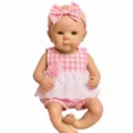 12-inch platinum silicone reborn baby doll in pink gingham romper and headband - Pink Plaid Outfit / 30cm Pack