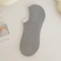 Graue unsichtbare Damen Sneakersocken atmungsaktive Baumwolle flache Freizeitsocken - Einheitsgröße (34-39) / Hellgrau
