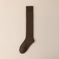 Chaussettes hautes d'hiver epaisses marron chaussettes de mollet unies en coton tricot - Taille Unique (34-40) / Café Foncé