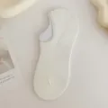 Solid color silicone anti-slip cotton invisible women socks, breathable low-cut boat socks. - One Size (34-39) / Milk White