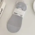 Light gray women's thin mesh breathable no-show socks with non-slip silicone design - One Size (34-40) / Mesh Hollow Style / Gray