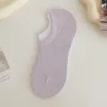 Helle lila einfarbige flache unsichtbare Damensocken, atmungsaktive dünne Baumwollschiffchensocken. - Einheitsgröße (34-39) / Hellviolett