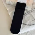 Herbst Winter Baumwolle Wadenlange Damen Socken fein gerippt einfarbig lange Socken - Einheitsgröße (34-40) / Schwarz