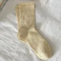 Süße gelbe gesprenkelte Damen Wadenstrümpfe Rüschenrand süß Freizeitsocken für Herbst - Einheitsgröße (34-40) / Gelb