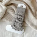 Grey cable knit leg warmers with lettuce edge, cozy Y2K Japanese JK style winter warm boot cuffs. - One Size / Light Gray