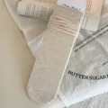 Einfarbige gerippte Baumwoll-Mittelrohrensocken für Damen, legere Slouch-Socken für Herbst. - Einheitsgröße (34-40) / Khaki