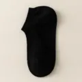 Classic solid black low-cut boat socks for daily wear, comfortable and breathable fit. - One Size / Black