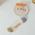 Sheer glass silk socks with floral lace and cotton bottom in orange and purple - One Size (35-39) / Small Rhombic Flower / 1 Pair