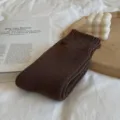 Chaussettes d'hiver en tricot marron épaisses, chaussettes thermiques unies style japonais. - Taille Unique (35-40) / Café Foncé
