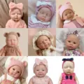 Collage grid showing nine different styles of lifelike 12-inch silicone reborn dolls - Random Face Style / 12-inch