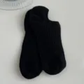 Classic black ribbed cotton no-show socks with breathable low-cut design for women - One Size (34-40) / Black