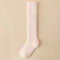 Soft pink coral fleece knee-high socks with thickened plush texture for home comfort - One Size (36-43) / Light Pink