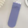 Atmungsaktive lavendelfarbene gerippte Crew-Socken für Damen im weichen Stil - Einheitsgröße (33-40) / Blau
