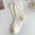 Süße Rüschen-Wadenstrümpfe für Damen, weißes Strickmuster, ideal für den täglichen Look. - Einheitsgröße (34-40) / Spitze