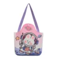 Linda bolsa de lona de conejo astronauta de dibujos animados con correas moradas - Estilo 1 (Conejo Espacial)