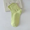 Par de calcetines de color verde lima macarrón con puños de canalé para mujer, verano - Talla Única (34-40) / Verde Fruta