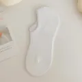 White solid color cotton invisible boat socks, anti-slip silicone low cut casual socks. - One Size (34-39) / Pure White