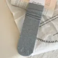 Grey ribbed cotton slouch long socks for women, versatile autumn and winter casual hosiery. - One Size (34-40) / Light Gray