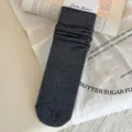 Comfortable dark grey ribbed slouch socks for women, perfect for autumn and winter daily wear. - One Size (34-40) / Dark Gray