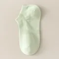 Light green breathable mesh invisible boat socks, anti-pilling cotton ankle socks for daily wear. - One Size / Green
