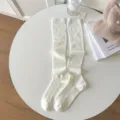 Elegante cremeweiße Kniestrümpfe aus Kaschmirstrick für Damen im japanischen JK-Stil - Einheitsgröße (34-40) / Weiß