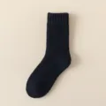 Extra thick navy blue wool blend winter socks for men featuring warm terry lining - One Size (EU 39-44) / Navy Blue