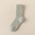 Premium extra thick light grey wool blend crew sock for men providing winter warmth - One Size (EU 39-44) / Light Gray